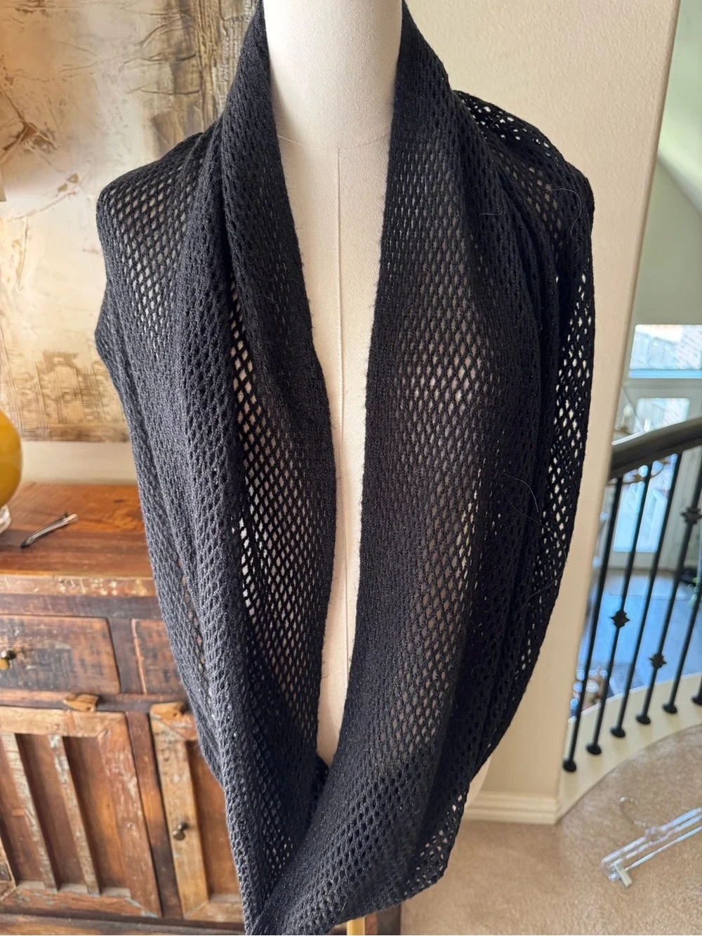 Steve Madden Black Mesh Infinity Scarf